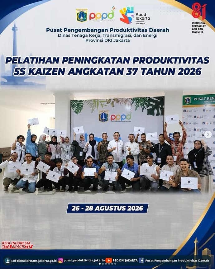 Pelatihan Peningkatan Produktivitas 5S Kaizen Angkatan 37 Tahun 2026